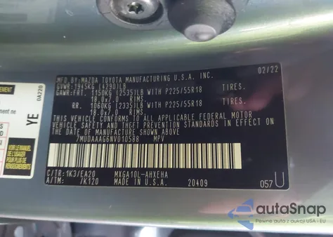 2022 Toyota Corolla Cross Xle z USA, uszkodzony, nr VIN 7MUDAAAG6NV010588